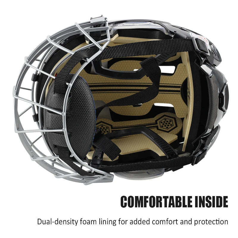 Hockey Helmet Tactical Sports Rugby Adjustable Ice Hockey Helmet with Cage Full/Face Mask Adult Equipment Face Head Protective