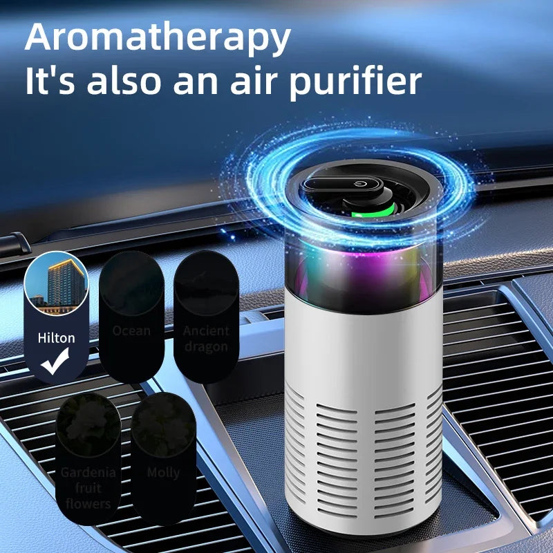 Mini Air Purifier with Aromatherapy Sticks True HEPA Filter Cleans Air & Eliminates 99.97% of Dust, Odors - Cars, School, Office