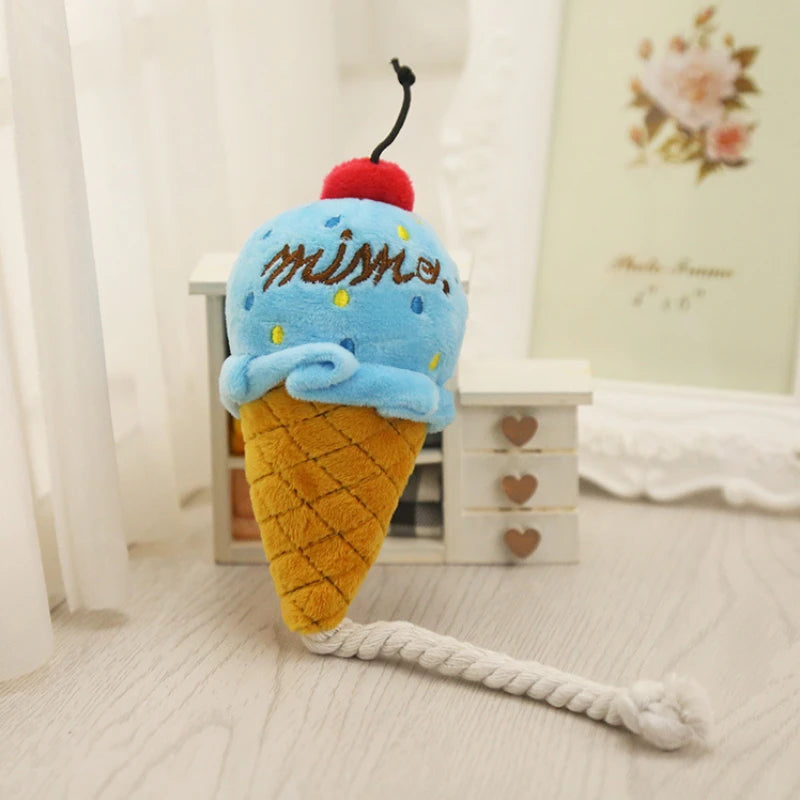 Pet Toys Fruit Animals Ice Cream Sound Toy Cartoon Dog Toys Stuffed Squeaking Pet Cute Plush Puzzle for Dog Cat Chew Squeaky Toy