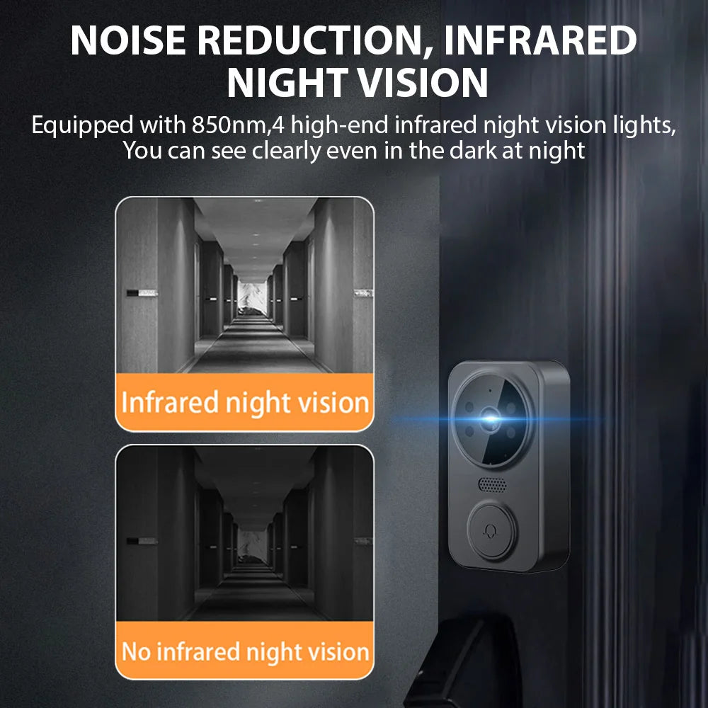 4.3 Inch IPS Screen Doorbell 2.4G Wireless Visual Intercom Doorbell Wireless Smart Video Monitoring Intelligent Doorbell Two-Way