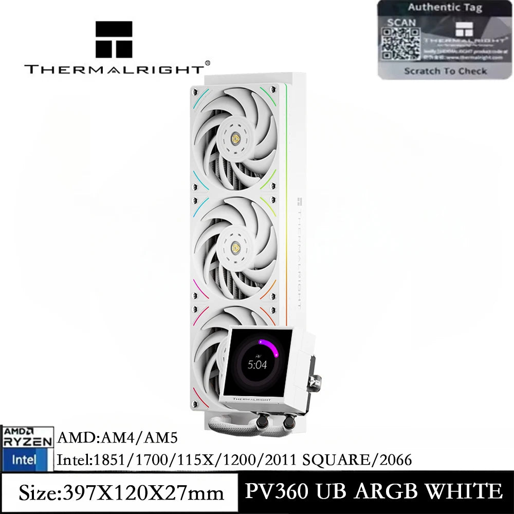 Thermalright PEERLESS VISION 360 UB ARGB All-In-One Liquid CPU Cooler, DIY Theme/With 3.95-Inch Display for LGA 1851/AM5/AM4