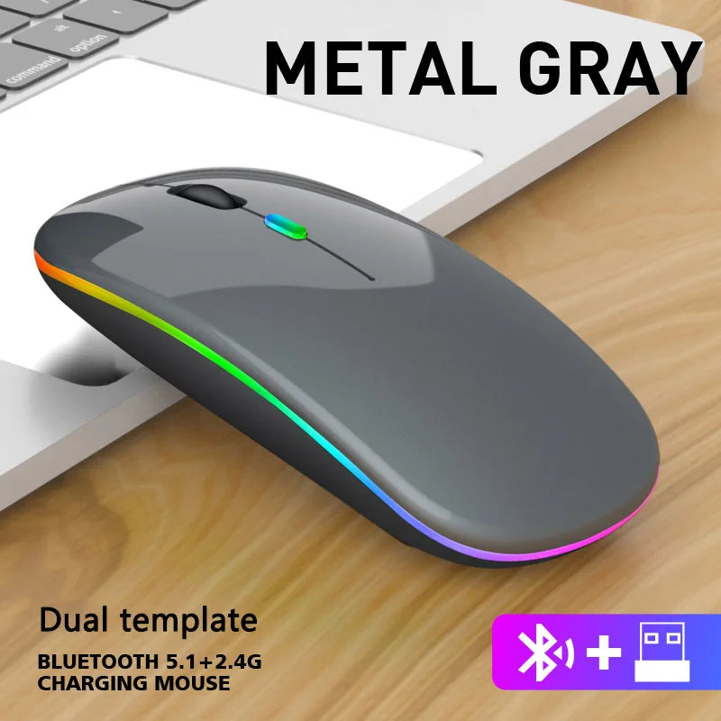 Wireless Mouse Bluetooth 2.4GHz Dual Modes Rechargeable RGB Ergonomic Silent Mouse Optical Mice For PC Computer Laptops Notebook