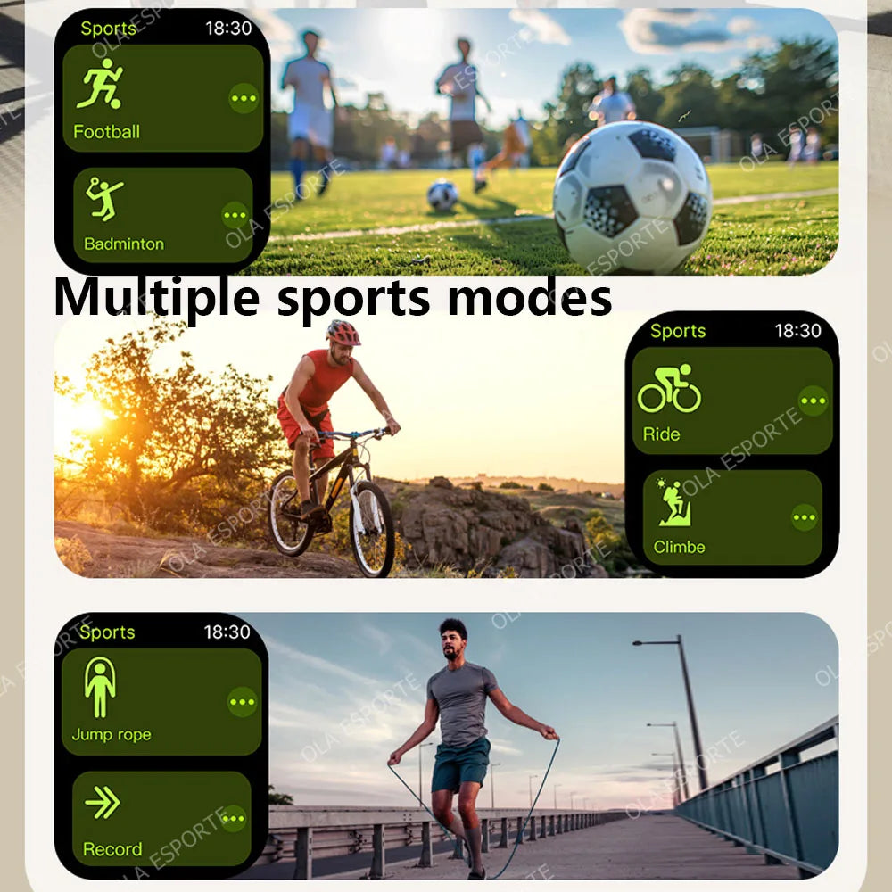 Smart Watch 2.01'' AMOLED Curved Screen IP68 Waterproof Bluetooth Call AI Vioce Assistant Fitness GPS Tracker Smartwatch for Men