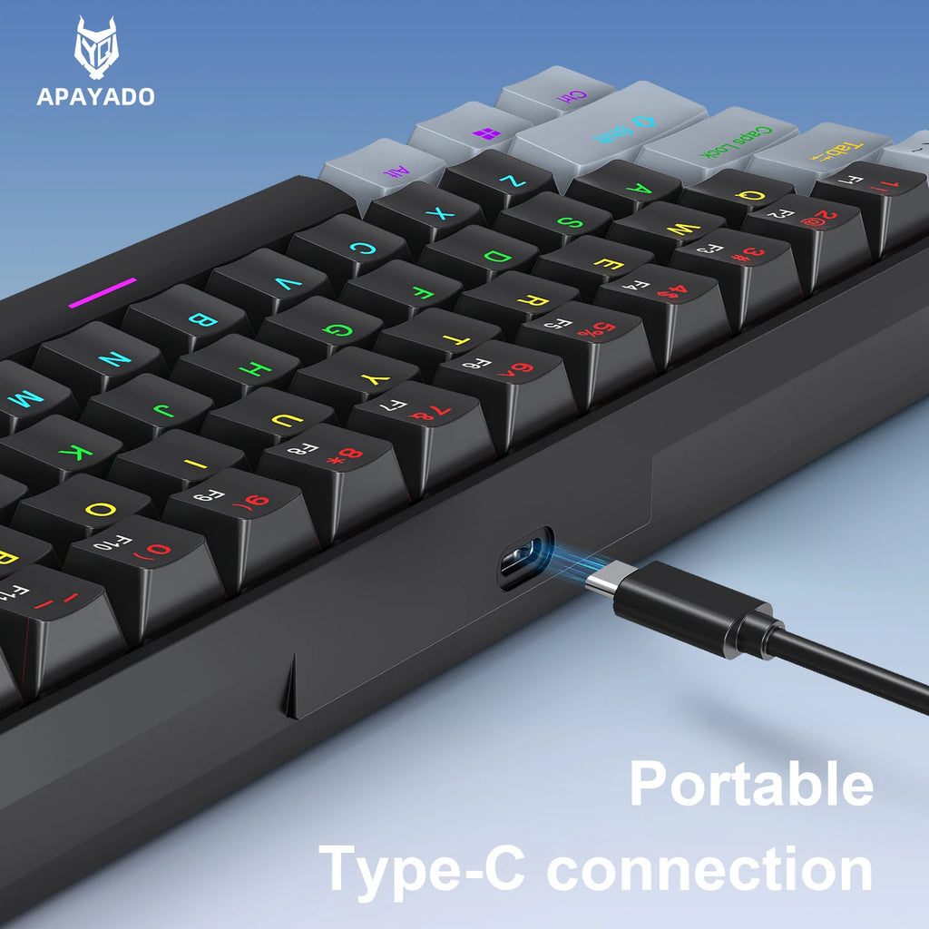 K61 Wired Mechanical Keyboard,61-key Design,1000Hz Return Rate,USB2.0 Full-speed Connection to Devices