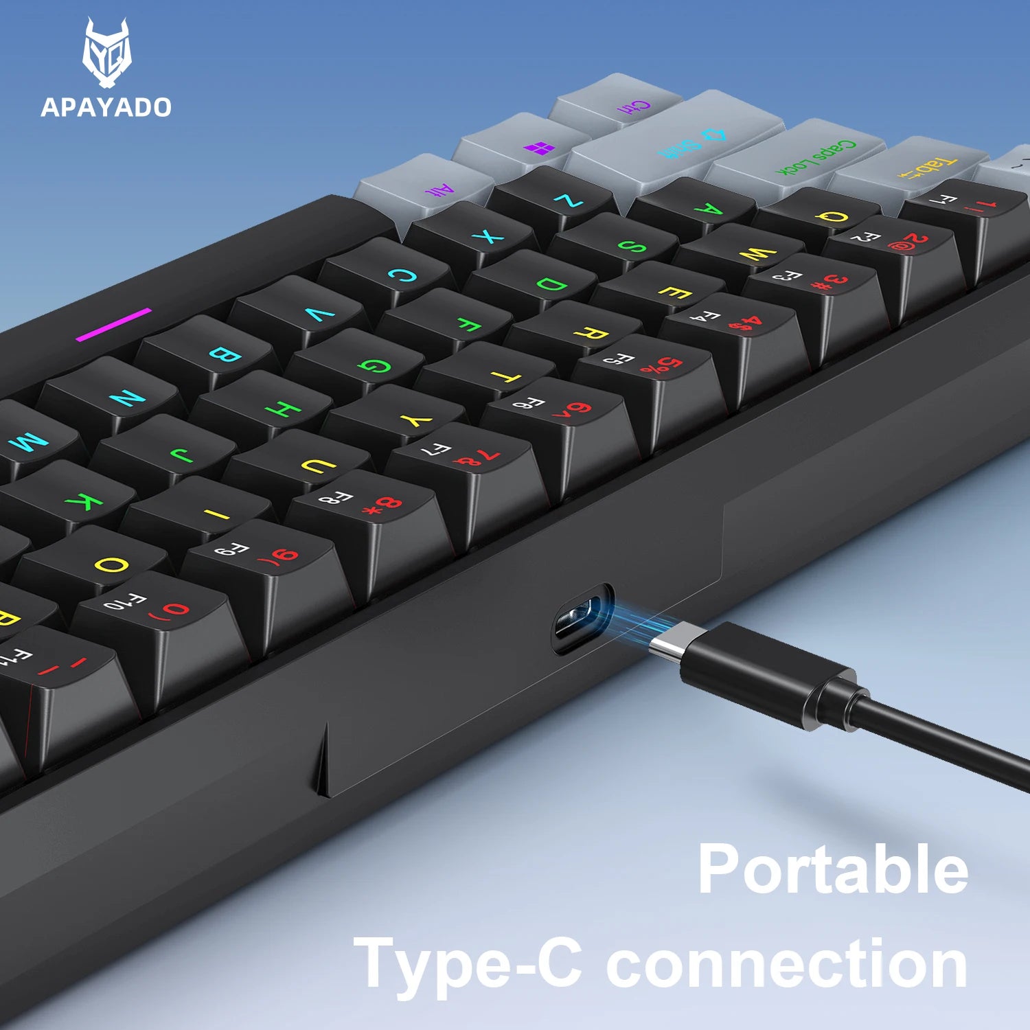 K61 Wired Mechanical Keyboard,61-key Design,1000Hz Return Rate,USB2.0 Full-speed Connection to Devices