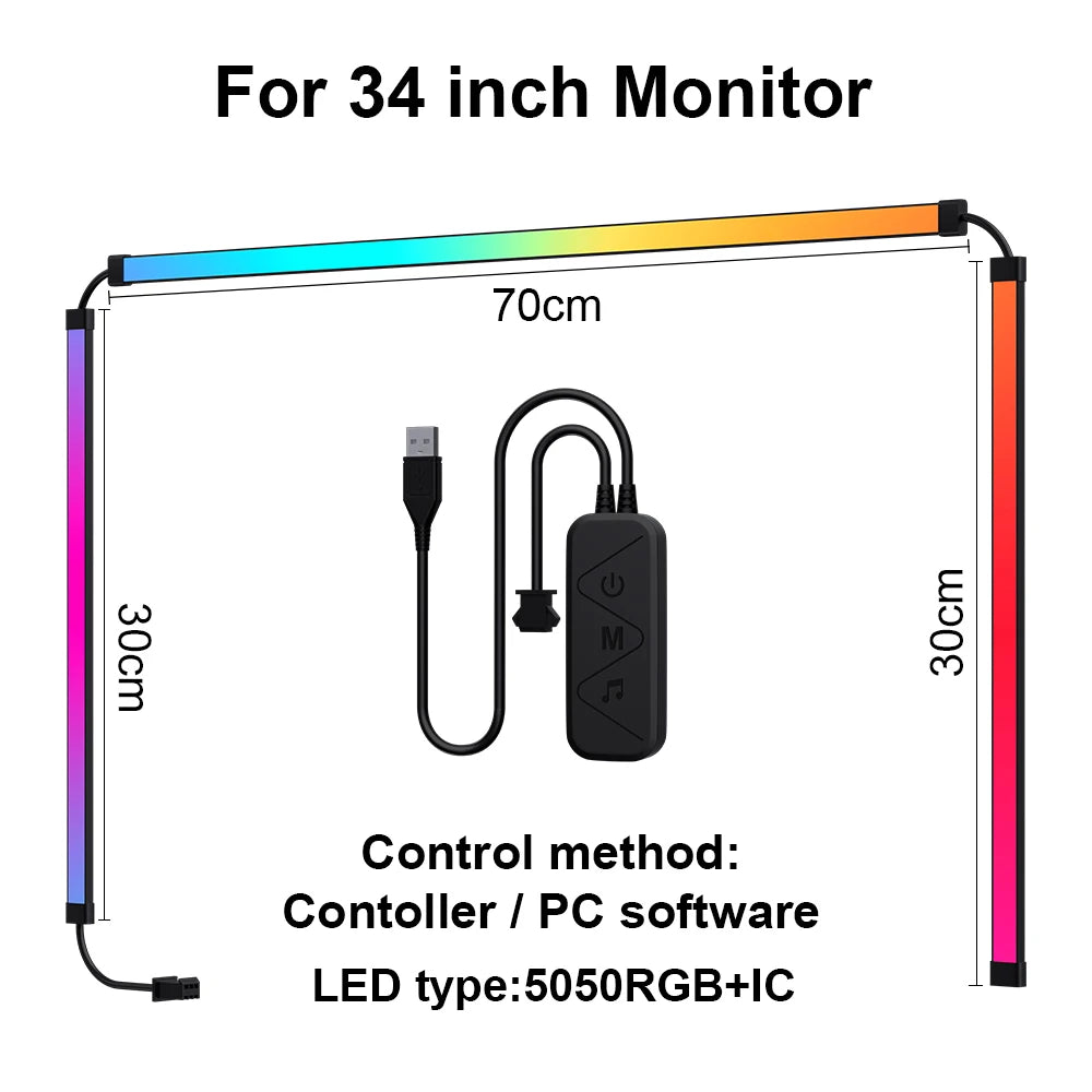 Gaming Lights Strip Monitor Backlight RGB Color Sync Light Strip Control LED Computer Smart PC Display Sync DIY Ramadan Decor