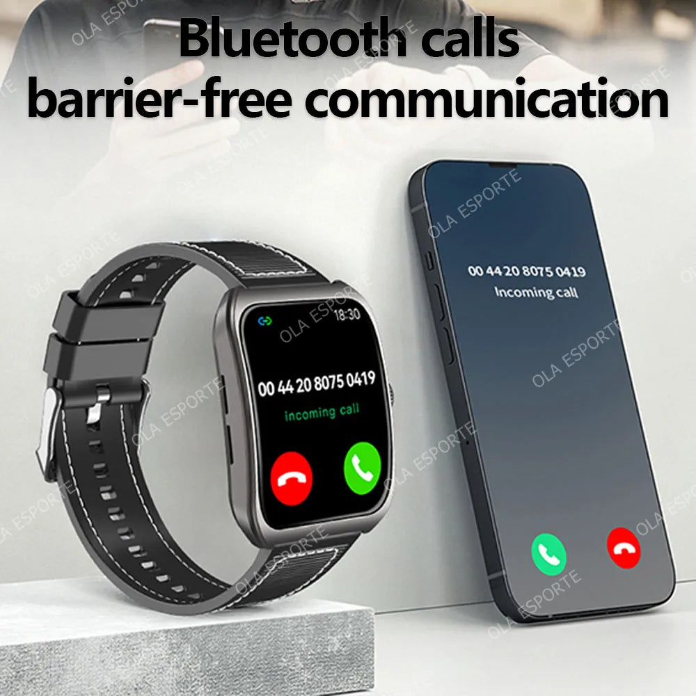 Smart Watch 2.01'' AMOLED Curved Screen IP68 Waterproof Bluetooth Call AI Vioce Assistant Fitness GPS Tracker Smartwatch for Men