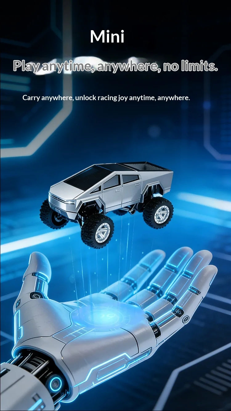 1：64 Mini Remote Control Off Road Truck Alloy Shell Rechargeable With Led Lights Anti Collision Night Play Electric Toy For Kids