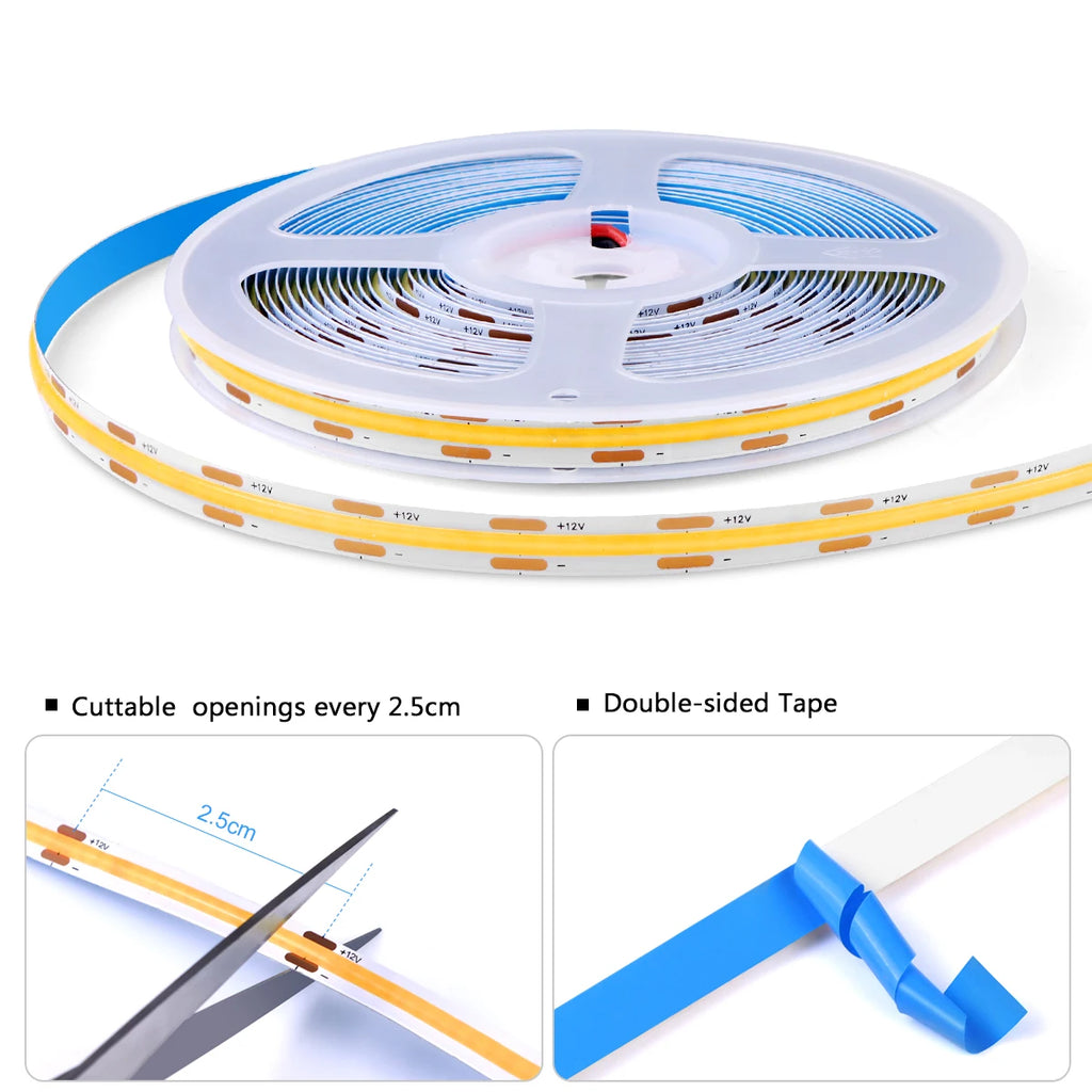 Smart Penetrable Wood COB LED Strip Touch Sensor Light 320Leds/m Warm/Neutral White Parallel Lights Kitchen Backlight Lighting