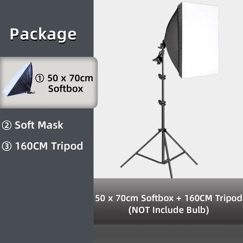 Photography Softbox Lighting Kits 50x70CM Professional Continuous Light System Soft Box For Photo Studio Equipment