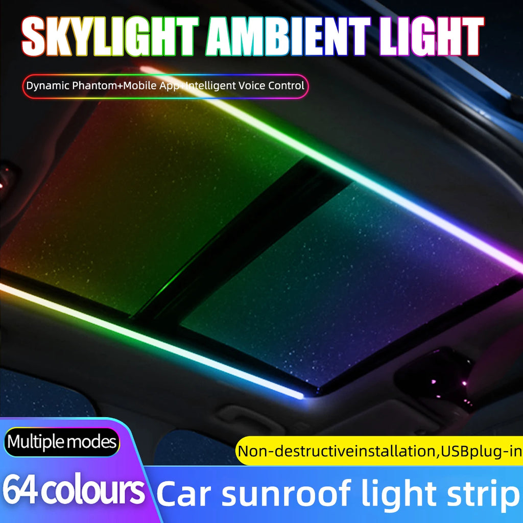 LED light strip for Car sunroof 150cm Acrylic LED Decorative light strip Interior lights Car Skylight ambient light multicolour