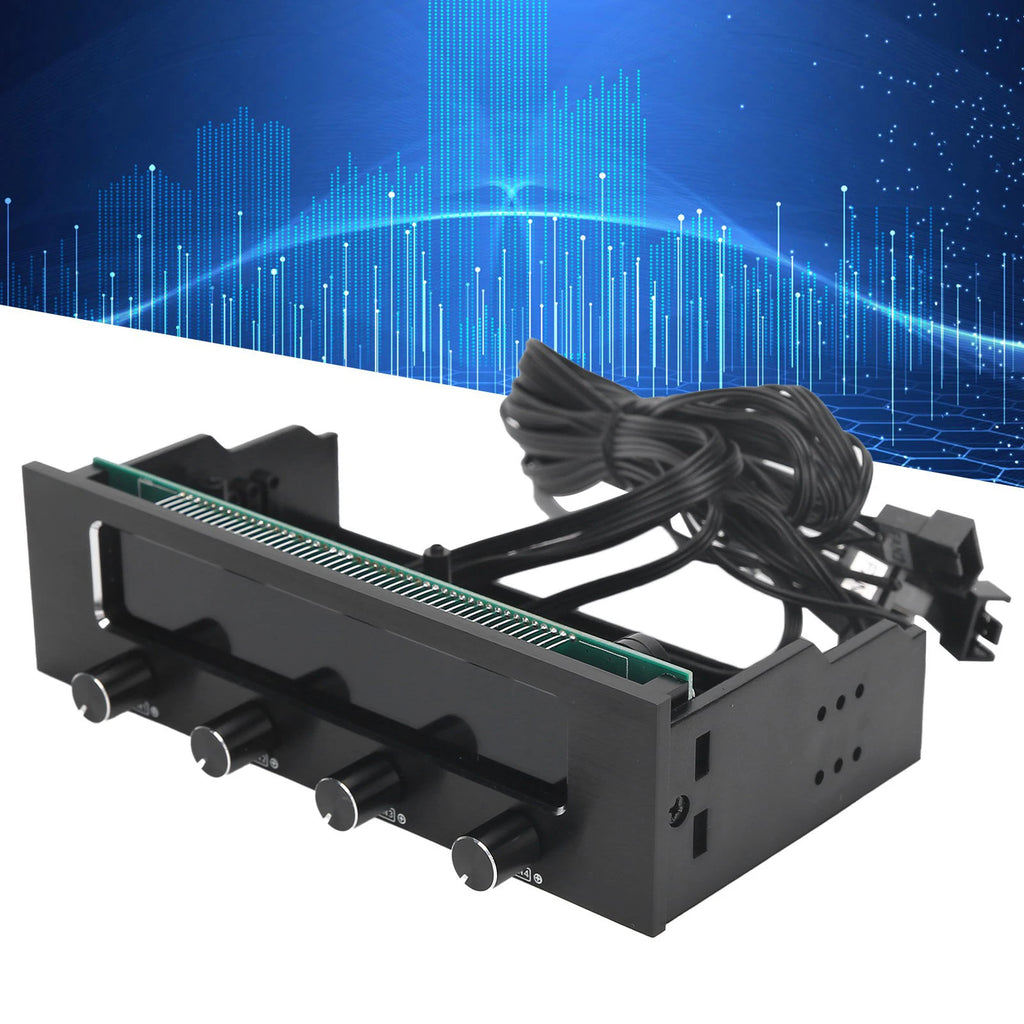 CPU Fan Controller Fan Controller STW‑6041 Fan Controller for Computer CPU Multifunctional 4-Channel Front Panel LCD Display