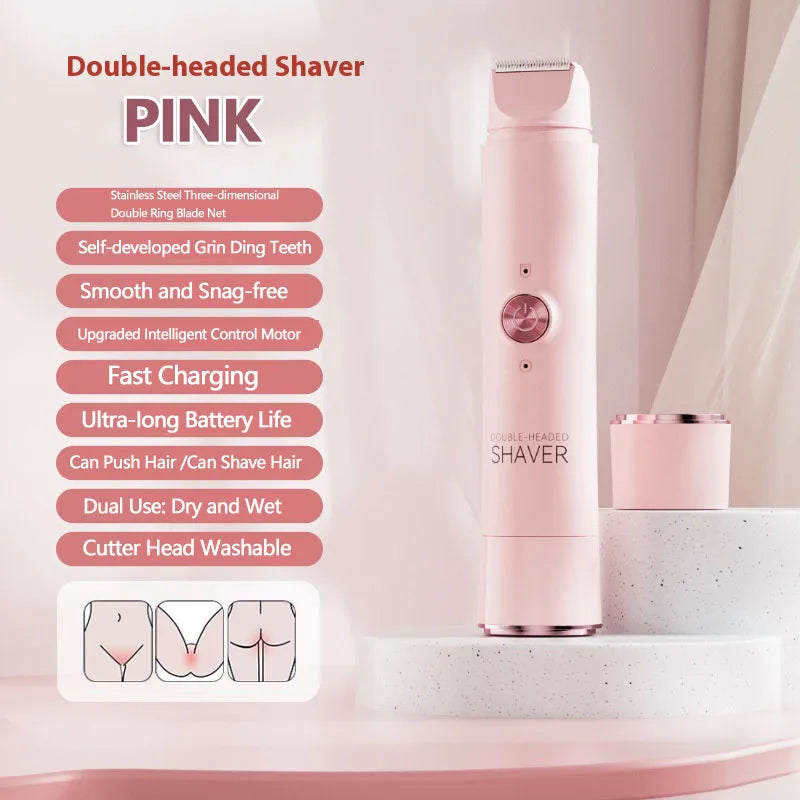 Double Head Electric Epilator Women Rechargeable Painless Hair Remover Shaver for Body Private Areas Bikini Gentle Trimming