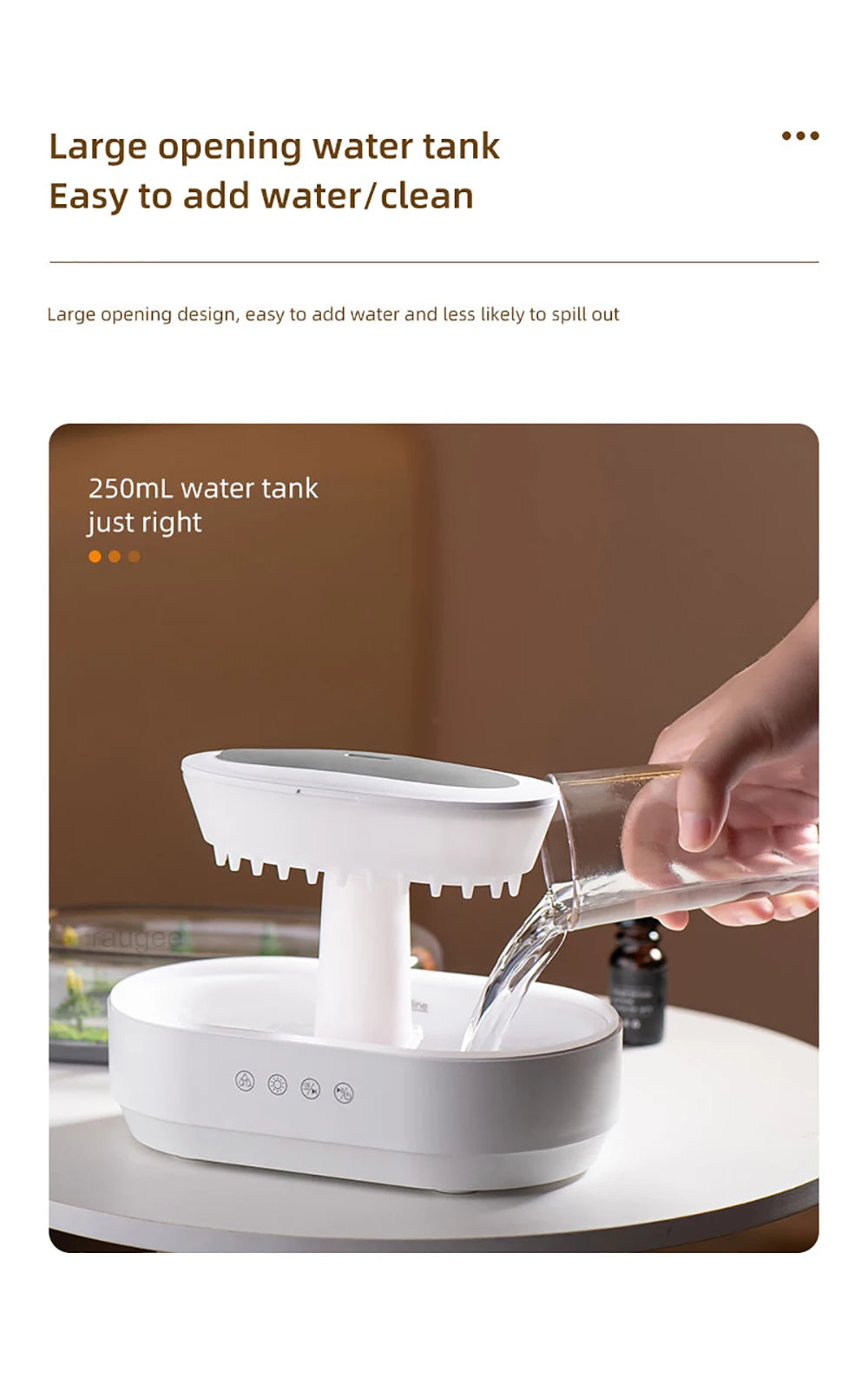 Humidifier Essential Oils Diffuser Raindrop Music Humidifier Home Fragrance Aromatherapy Diffuser Colorful Light Air Humidifier