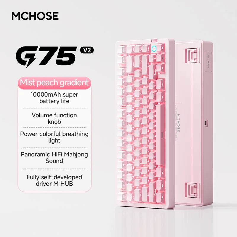 Gaming Mechanical Keyboard MCHOSE G75 V2 RGB  2.4G Connection Hot Swappable RGB Gasket Structure PC