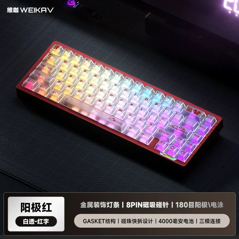 WEIKAV lucky65 V3 Gaming Keyboard Wireless Aluminum Alloy RGB Tri-mode Bluetooth Mechanical Keyboard CNC Gasket Quick Release