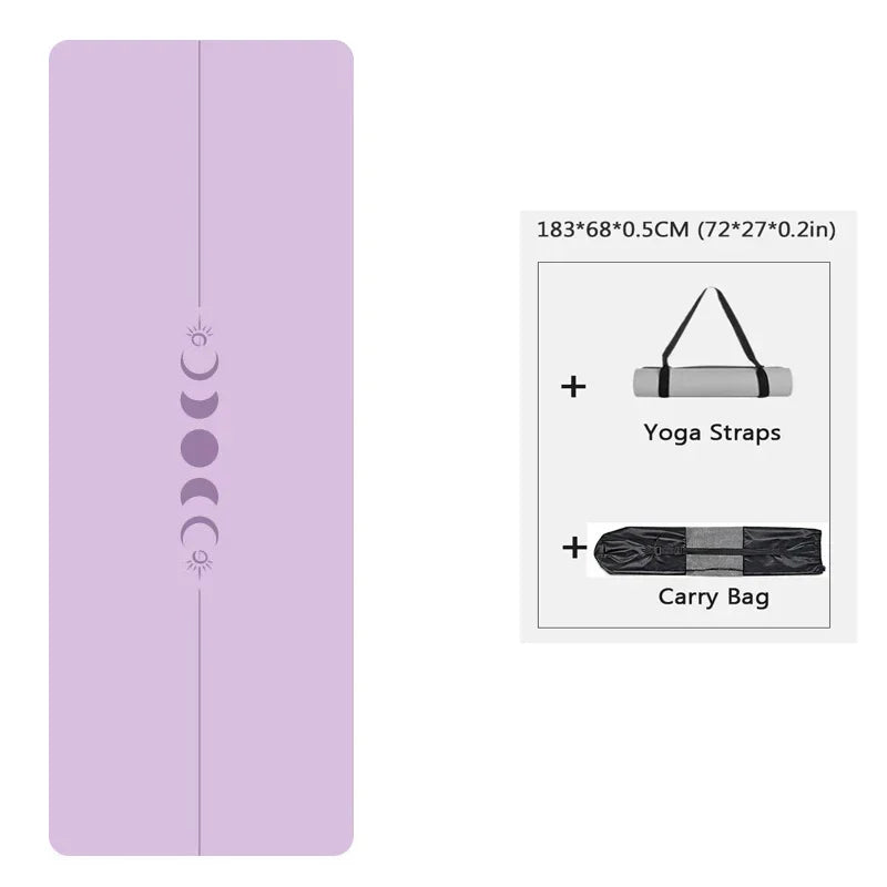 183cm Natural Rubber PU Yoga Mat Thickened, Widened, Shock-absorbing Non-slip, Sweat-absorbent, Sun-moon Fitness Meditation Mat