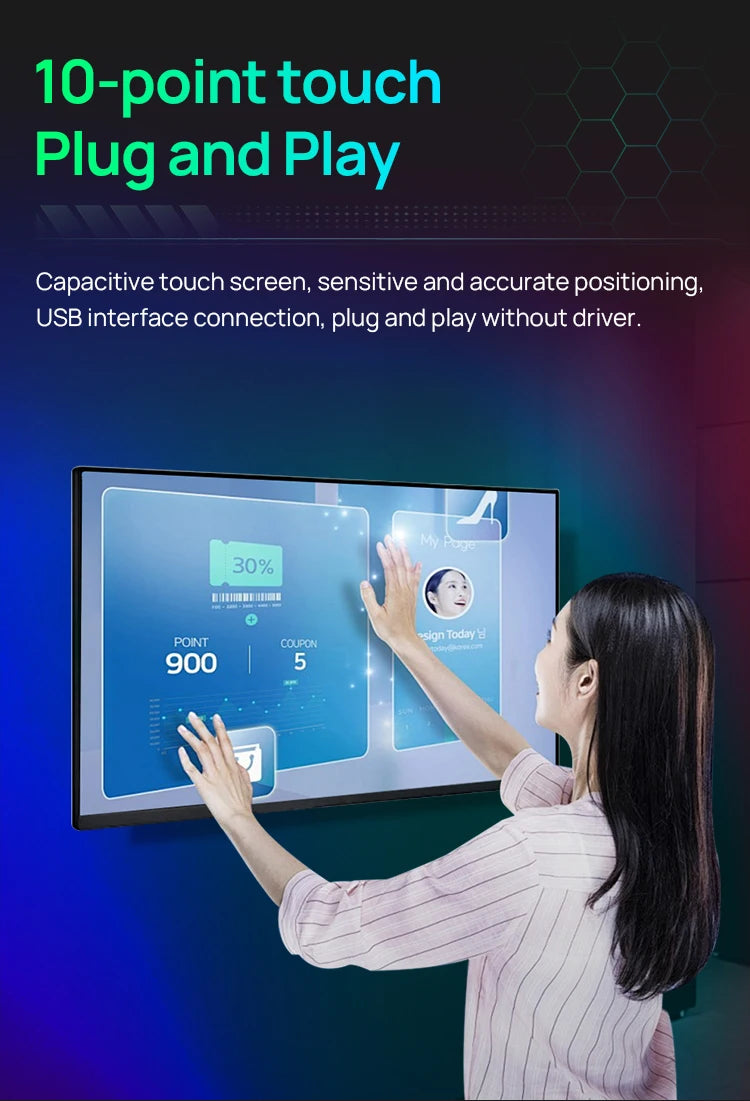 Anmite 24-inch 1080P capacitive touch computer monitor IPS 100% sRGB high color gamut professional desktop ten-point touch scree