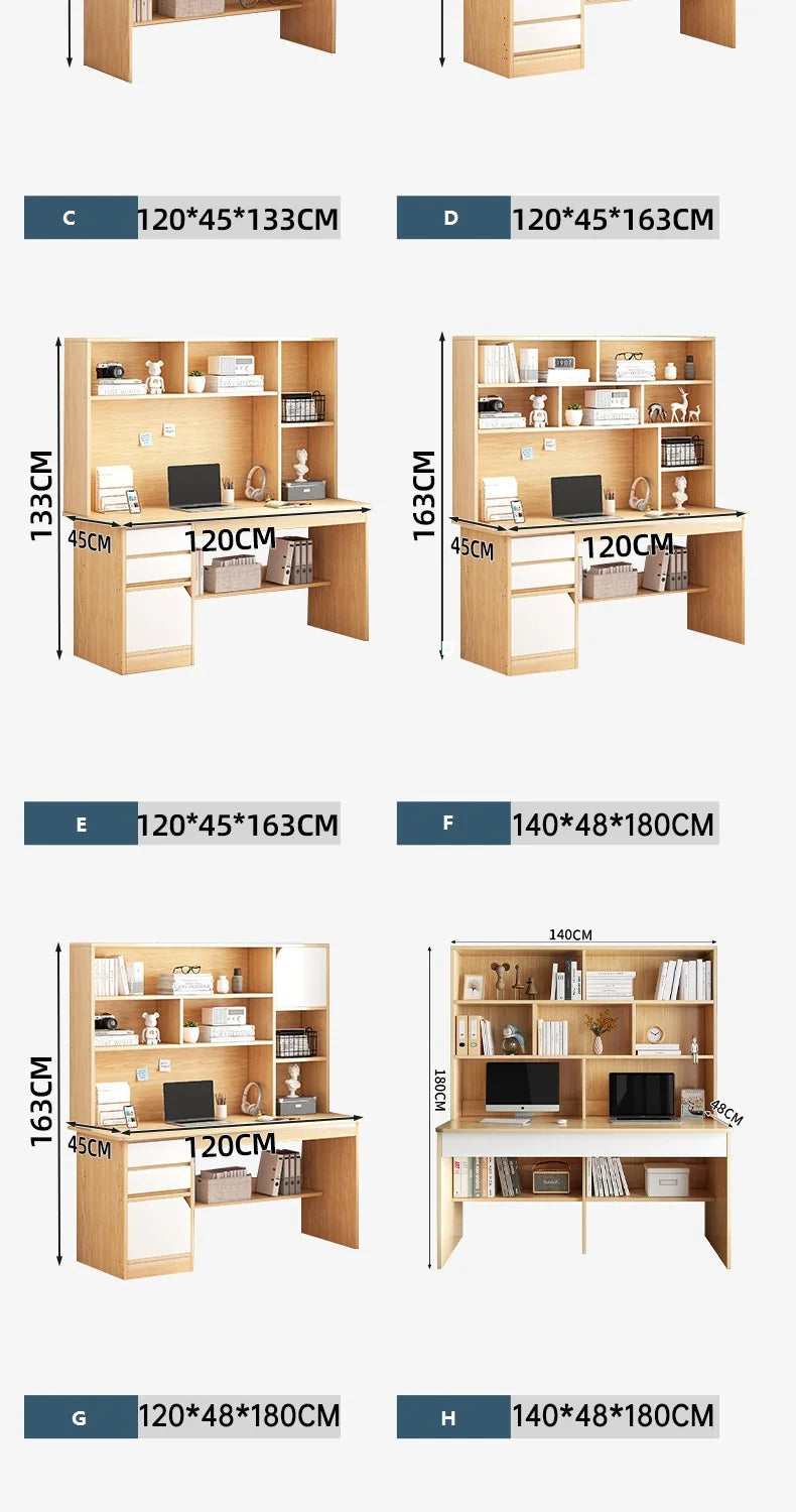 Desktop Computer Desk Desk Bookshelf Integrated Simple Office With Bookcase Combination Bedroom Student Writing Desk