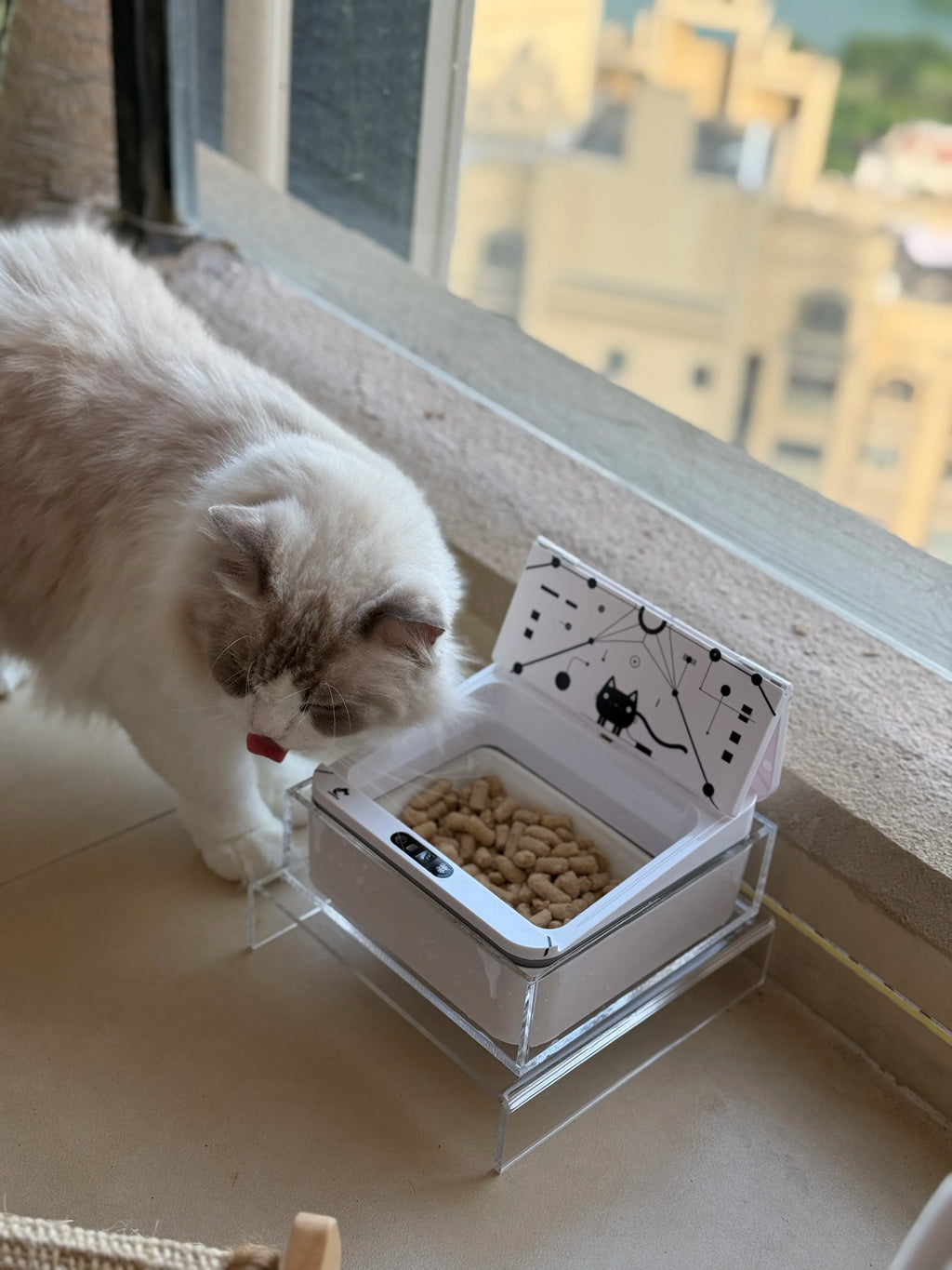 Automatic dog and cat feeder with dual sensing technology (RFID/IR) and customizable design