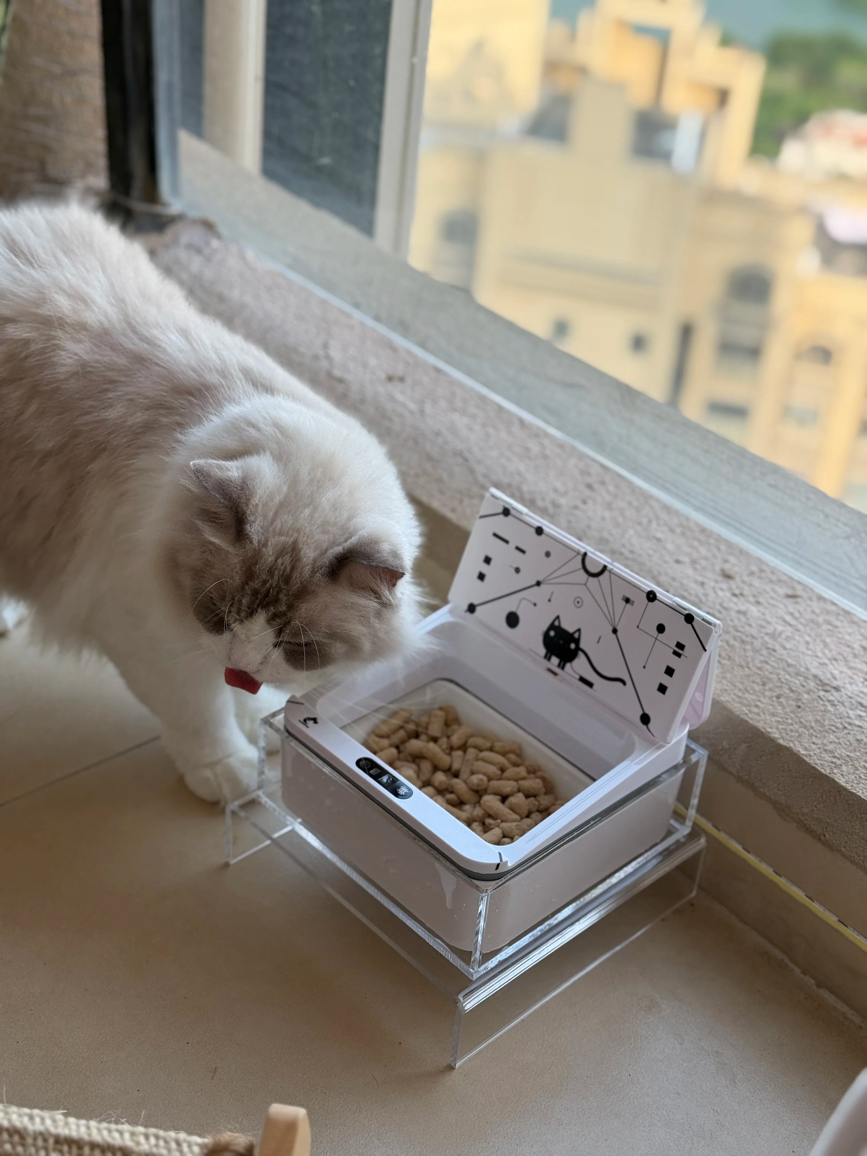 Automatic dog and cat feeder with dual sensing technology (RFID/IR) and customizable design