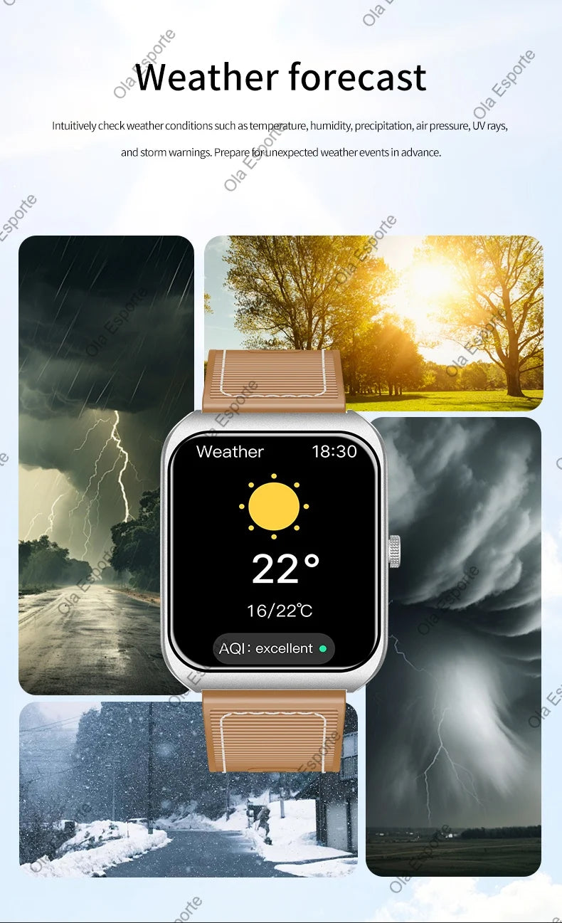 Smart Watch 2.01'' AMOLED Curved Screen IP68 Waterproof Bluetooth Call AI Vioce Assistant Fitness GPS Tracker Smartwatch for Men