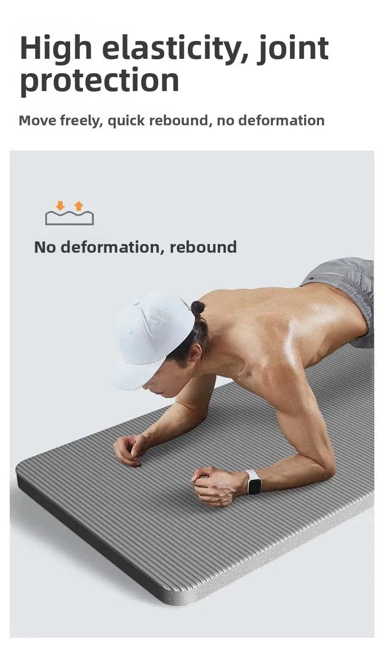 Men's Fitn Yoga Mat Thiened 20mm Wide Long Anti-slip Exercise Yoga Mat for Home Use l Rubber Pure Color Design