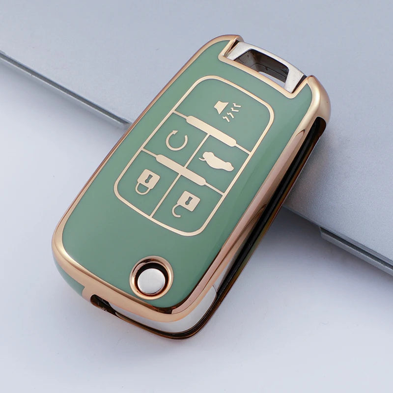 Car Flip Key Fob Case For Chevrolet Equinox Volt Cruze Impala Camaro Garna Yakista AVEO GMC Terrain Key Cover Keychain Protector