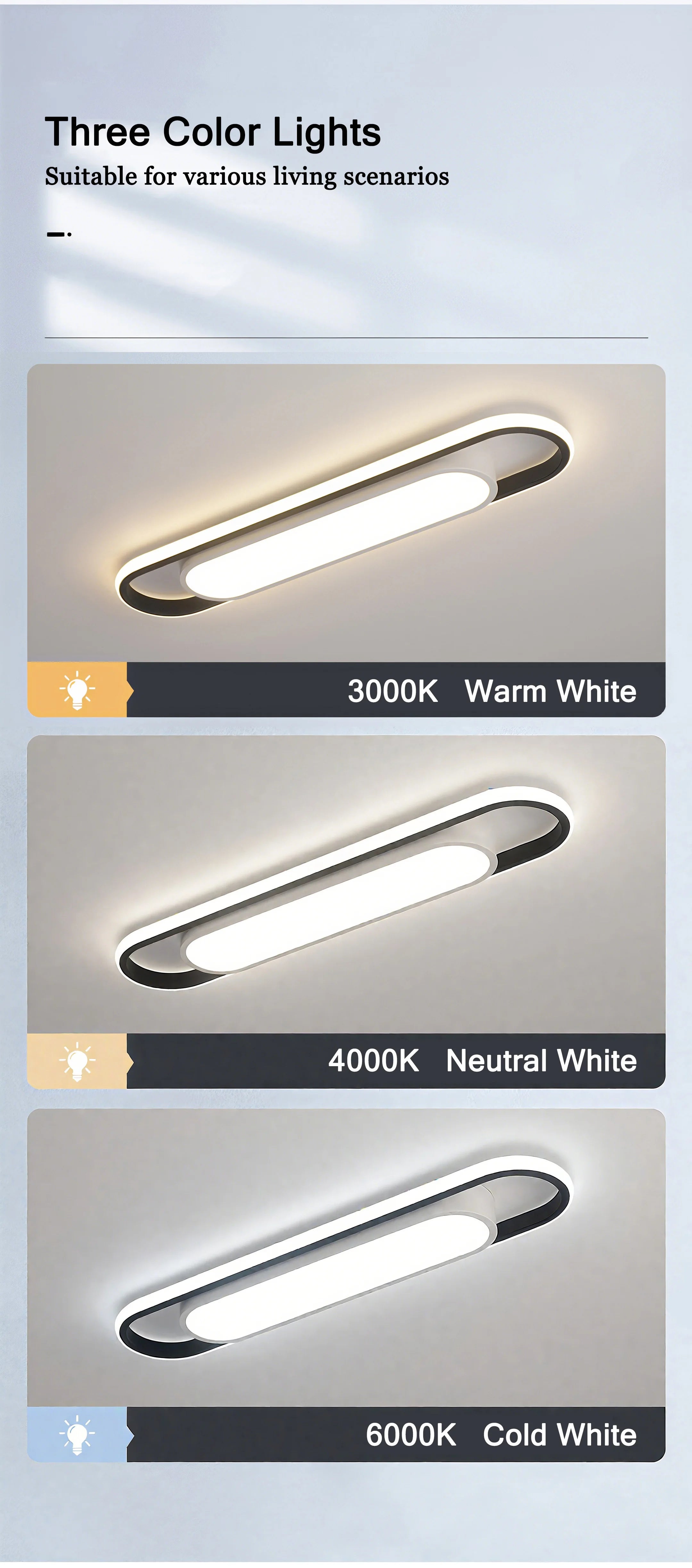 LED Ceiling Light 220V 41CM Rectangular Strip Light Modern Minimalist Home Decor Corridor Light for Stairwells Entrance Balcony