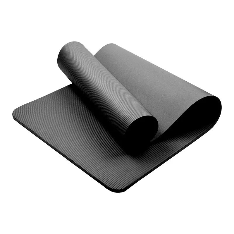 10MM Non Slip Extra Thick Yoga Mat High Density Fitness Exercise Mat Home Workout Pilates Beginner Men Women Eco Friendly Black