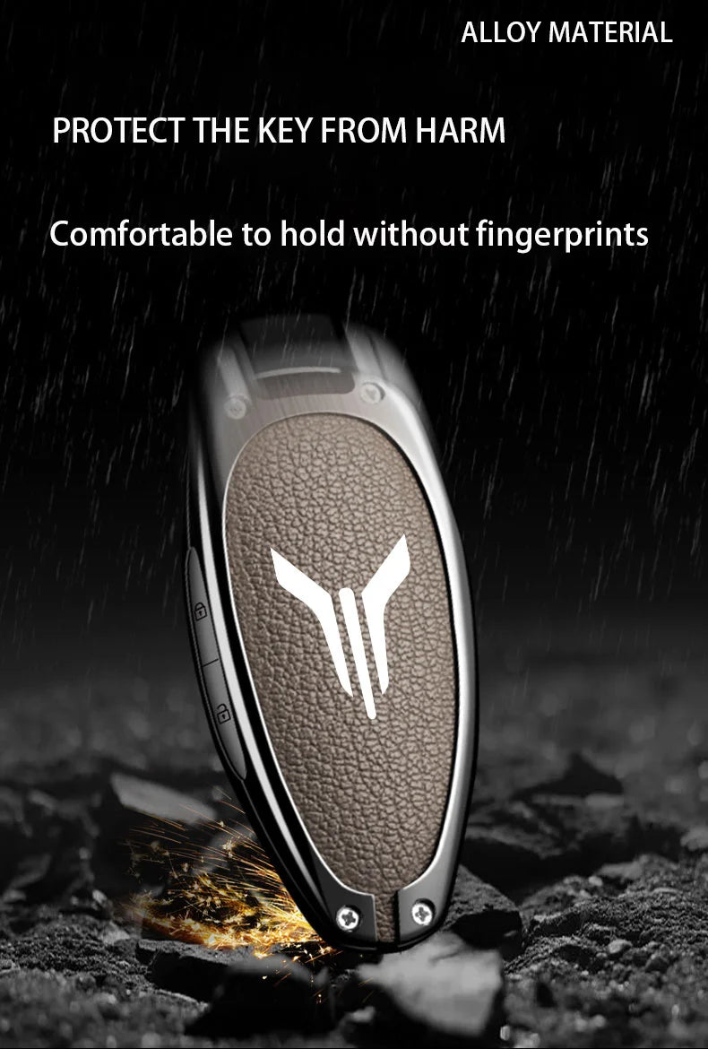 Car Key Case Cover Shell Fob For Voyah Free I-Land Dreamer 2021-2023 Keychain Auto Zinc Alloy Leather Key Protection Accessories