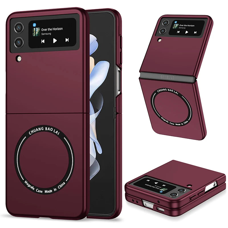 Magnetic Wireless Charging Case for Galaxy Z Flip5 4 3 Magsafe Case Anti Fingerprint Shockproof Cover Case Flip6