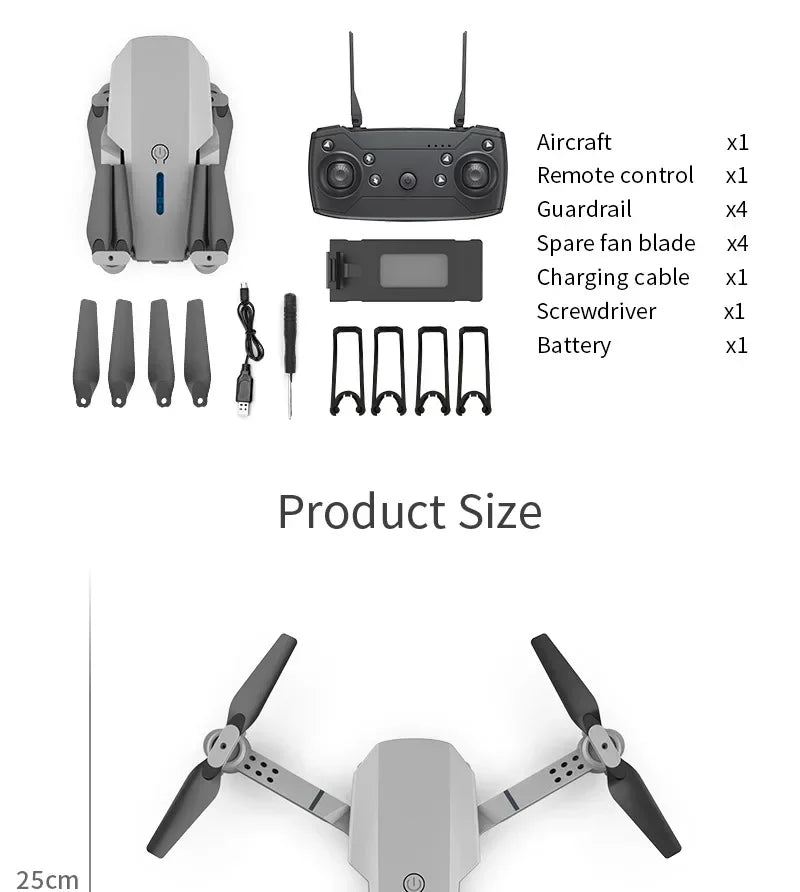 DWI D19 E88 Pro Drone 4K Professional HD RC Airplane Dual Camera Wide Angle Head Remote Quadcopter Toy Helicopter for Adults Kid
