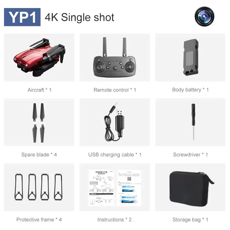 2026 New YP1 Camera Drone with Mobile App Control HD Aerial Photography 360° Adjustable Camera Stable Optical Flow