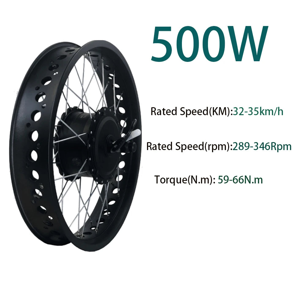 Fat Electric Bike 36V 48V 500W 750W Electric Fat tire Snow Bike Front Rear Wheel Hub Motor 4.0Tyre  20in 24in 26in