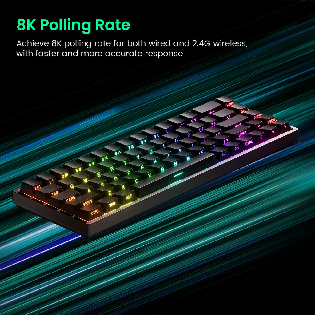 MonsGeek FUN68 HE Mechanical Keyboard 65% Magnetic Switch Rapid Trigger 0.005mm 8K ARGB Type-C/2.4g&BT Wireless Gaming Keyboard