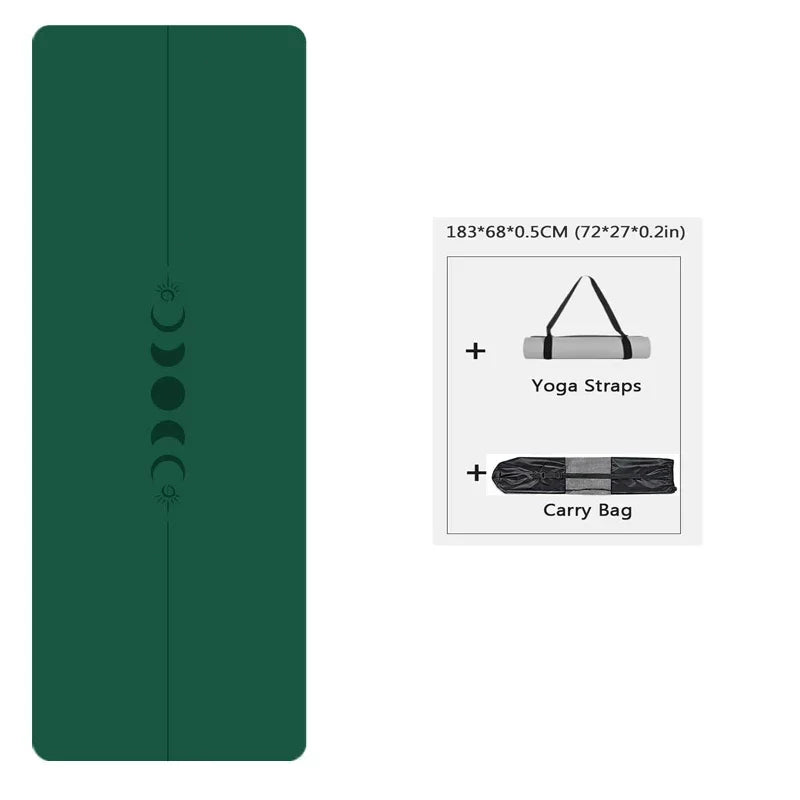 183cm Natural Rubber PU Yoga Mat Thickened, Widened, Shock-absorbing Non-slip, Sweat-absorbent, Sun-moon Fitness Meditation Mat