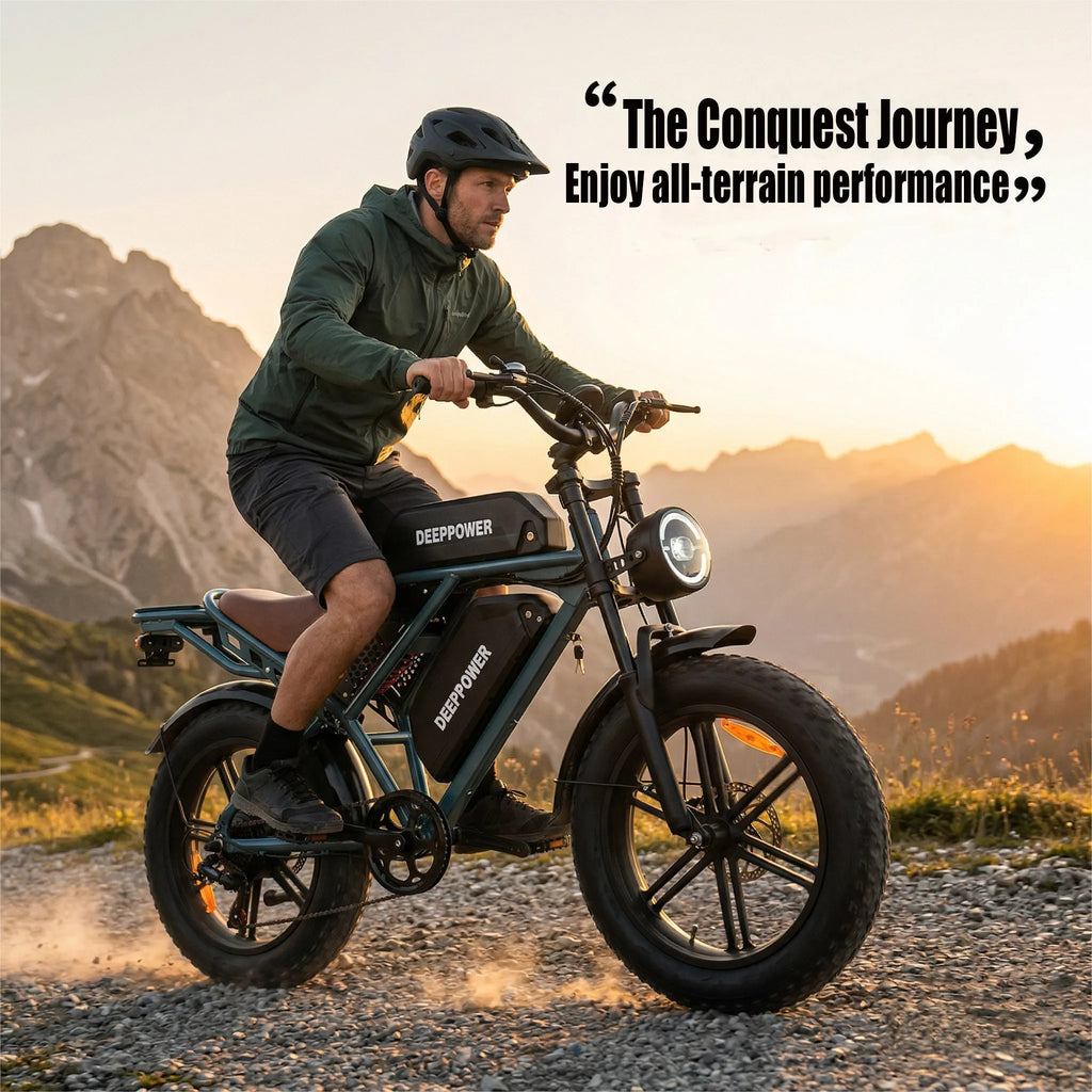 Electric Bike 48V60Ah 1500W 20 Inch Fat Tire Ebike for Adults Mountain Off-Road Dual Batteries Electric Bicycle free of duty