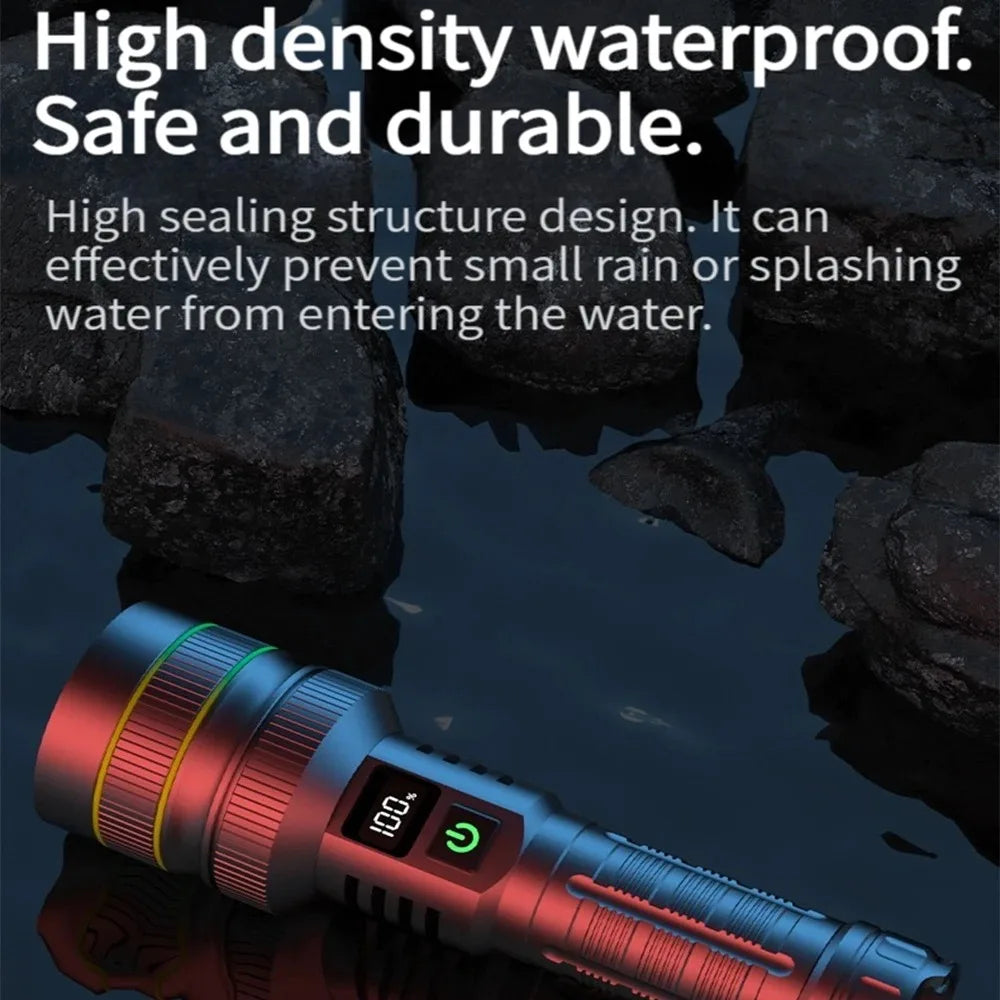 High Power LED Flashlight USB Rechargeable Powerful Tactical Torch Strong Light Lantern Super Long Range Lamp Outdoor Fishing