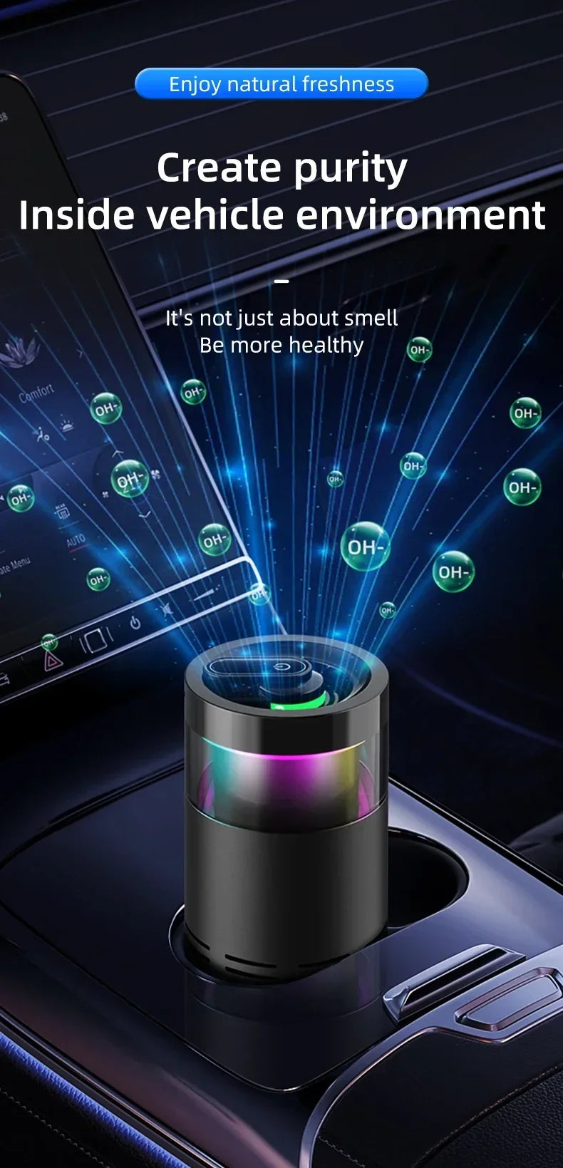 Mini Air Purifier with Aromatherapy Sticks True HEPA Filter Cleans Air & Eliminates 99.97% of Dust, Odors - Cars, School, Office