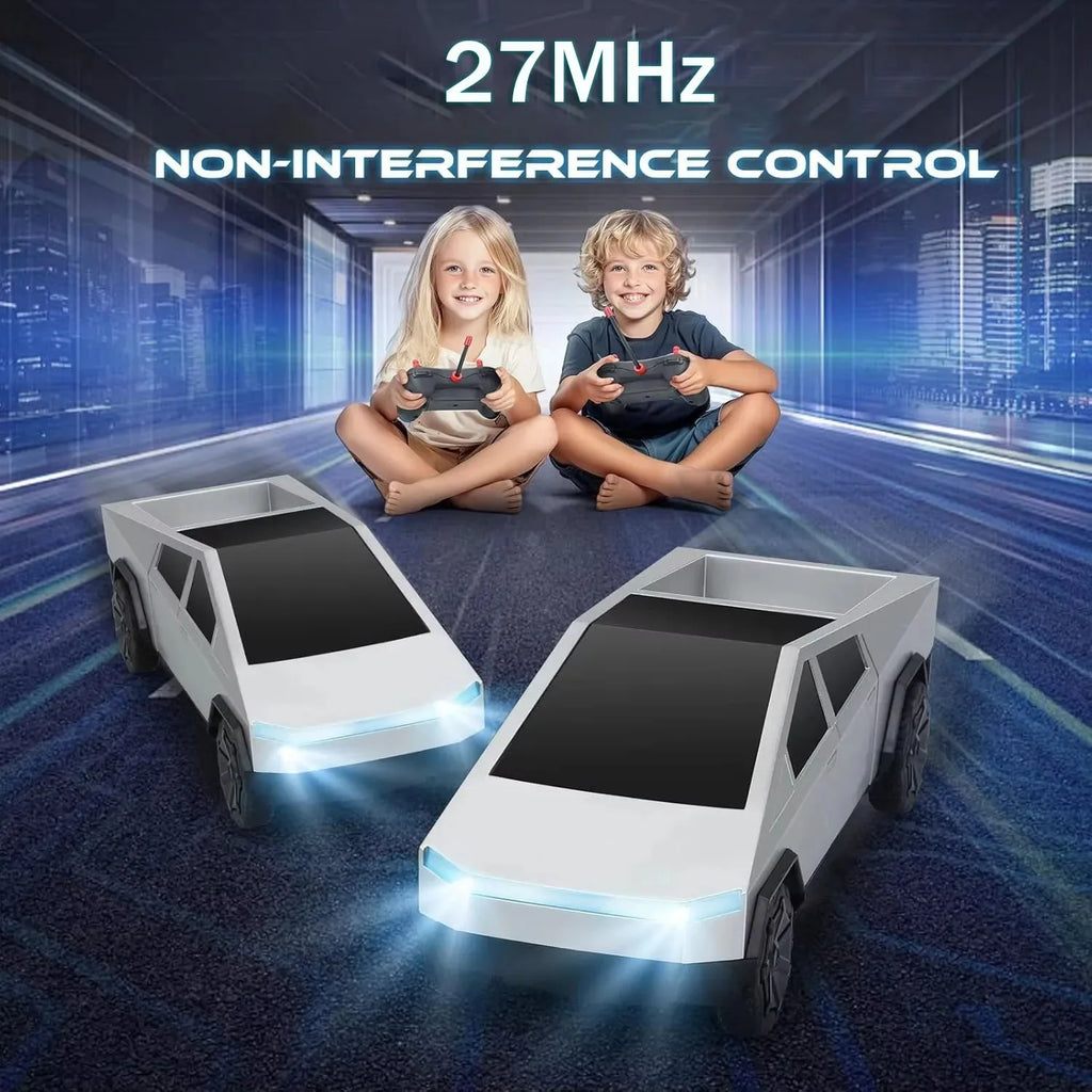 1:24 RC Cybertruck Pickup 4WD Off-Road Remote Control Car, 27Mhz High-Speed Dual Motor Truck with LED Lights,Gift for Boys Kids