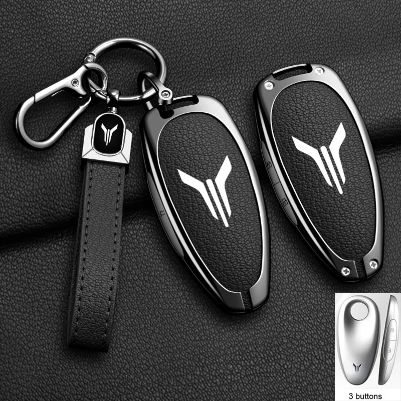 Car Key Case Cover Shell Fob For Voyah Free I-Land Dreamer 2021-2023 Keychain Auto Zinc Alloy Leather Key Protection Accessories
