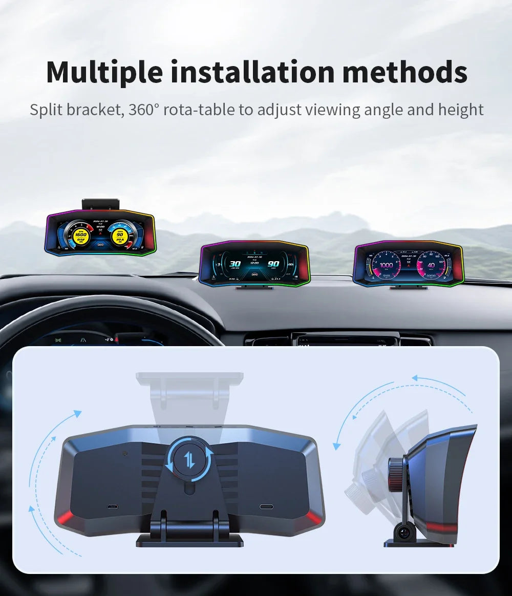 Newest P4 Car OBD2 Head Up Display For HUD On Board Computer Digital Overspeed Alarm Universal Auto Electronic Accessories Smart