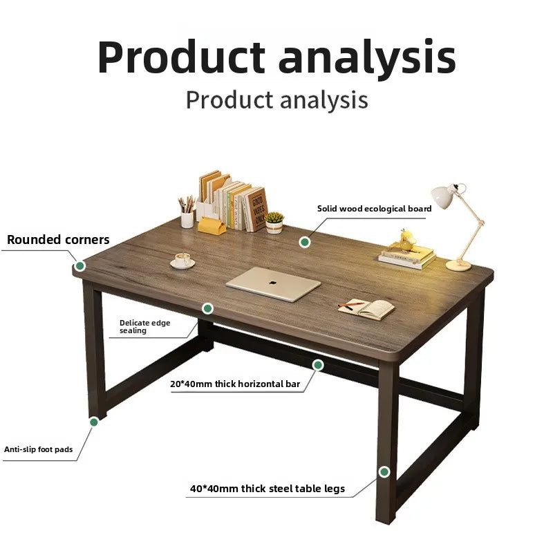80/100/120/140/160cm Office Desk 15mm Wood Desktop Computer Table with Steel Frame Study Writing Desk for Home Office Workspace