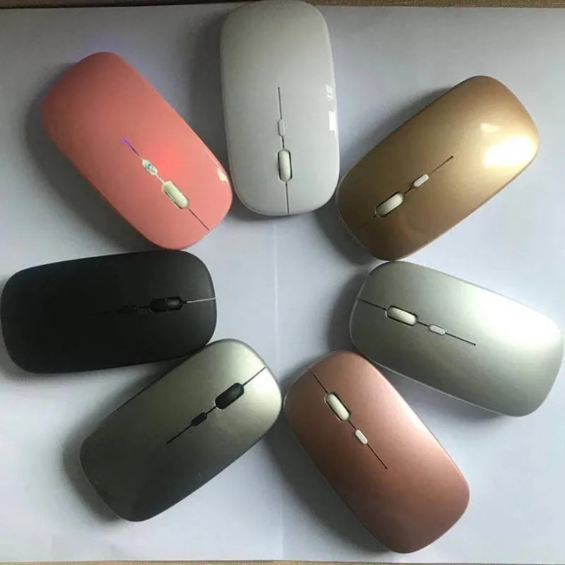 Rechargeable Wireless Mouse: Silent, LED Backlit, 2.4GHz Receiver + Bluetooth Dual Mode, Optical Mice for PC, Laptop & Computer