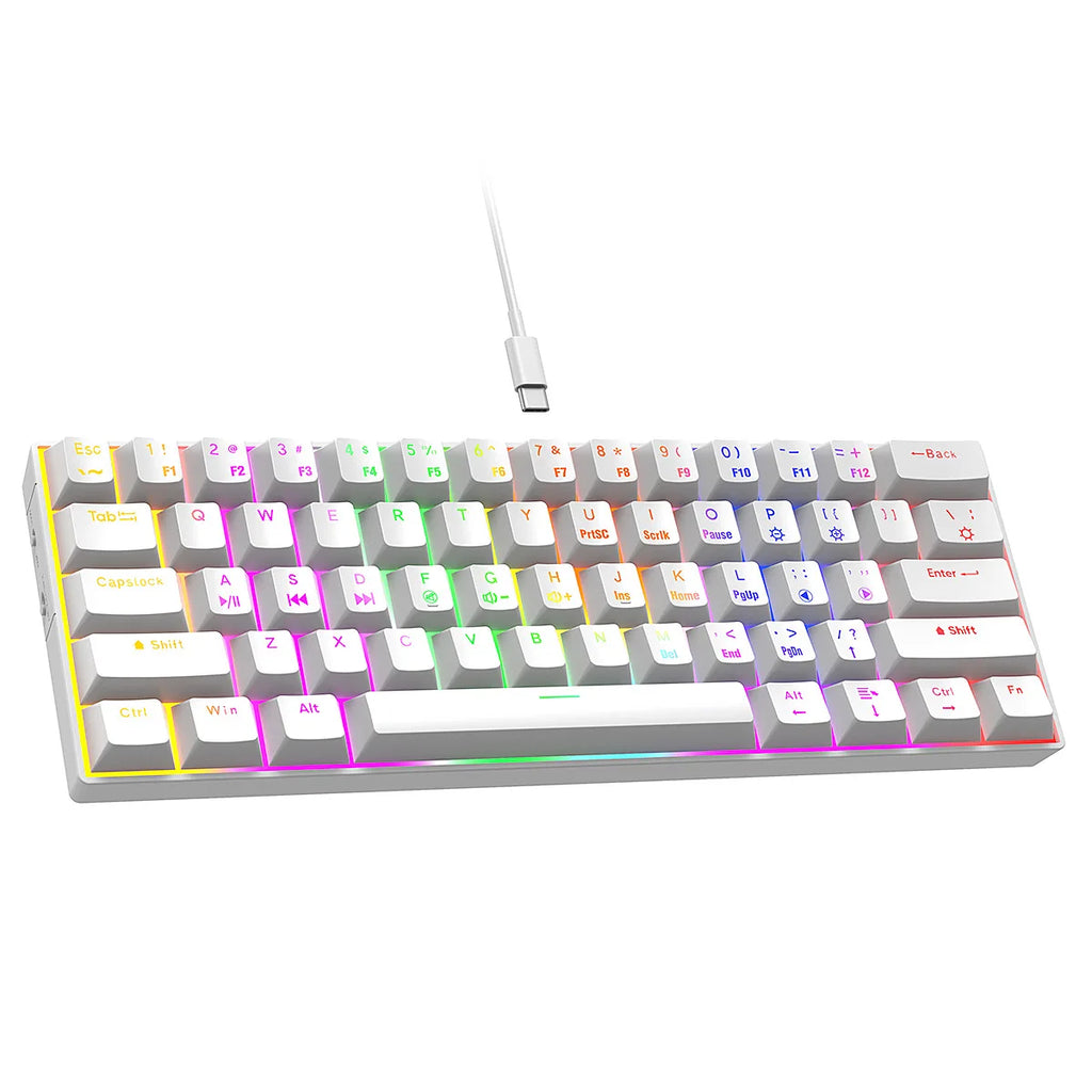 Wired Mechanical Keyboard Green Axis 68 Keys Hot-Swappable Side-Engraved Gradient E-Sports Gaming Keyboard