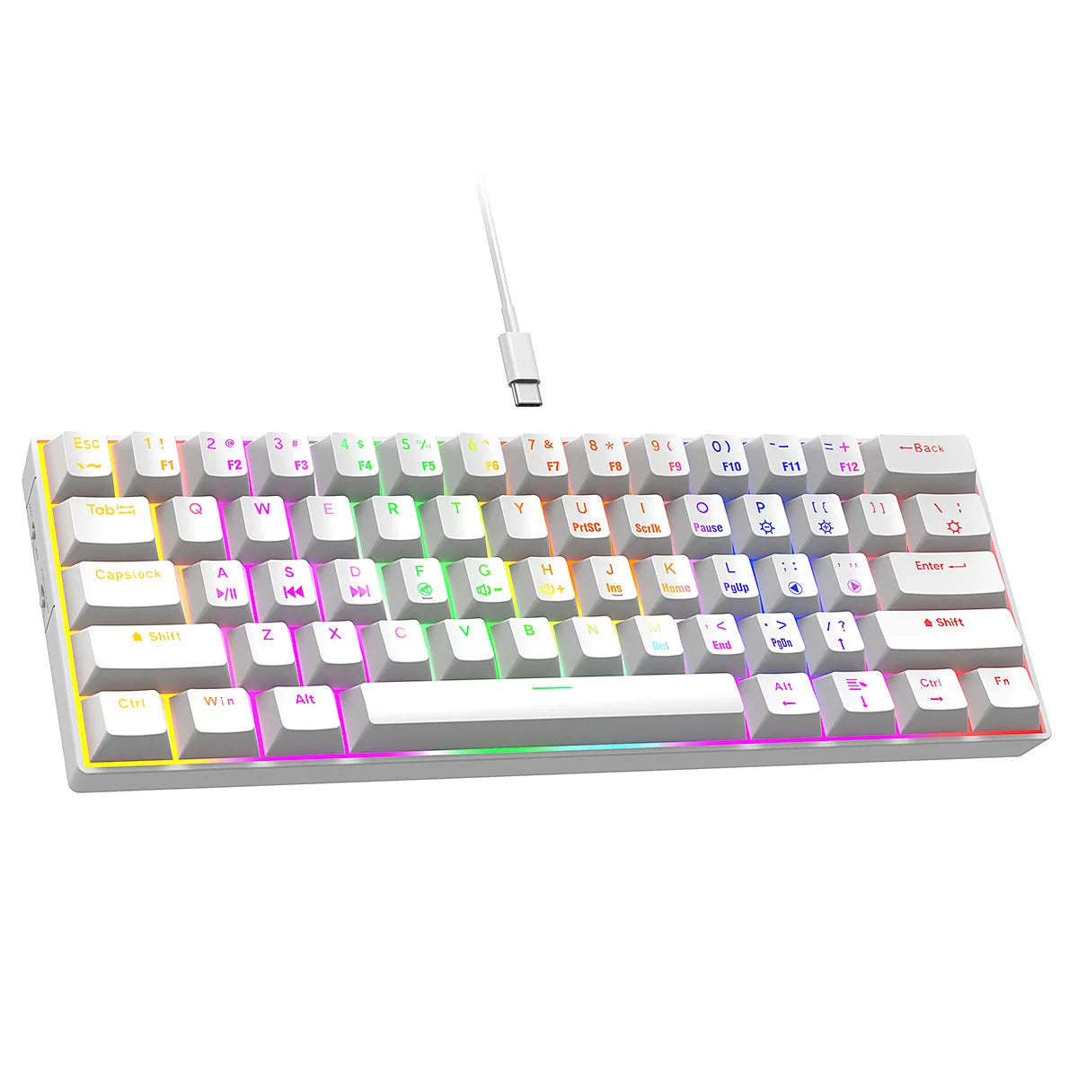 Wired Mechanical Keyboard Green Axis 68 Keys Hot-Swappable Side-Engraved Gradient E-Sports Gaming Keyboard