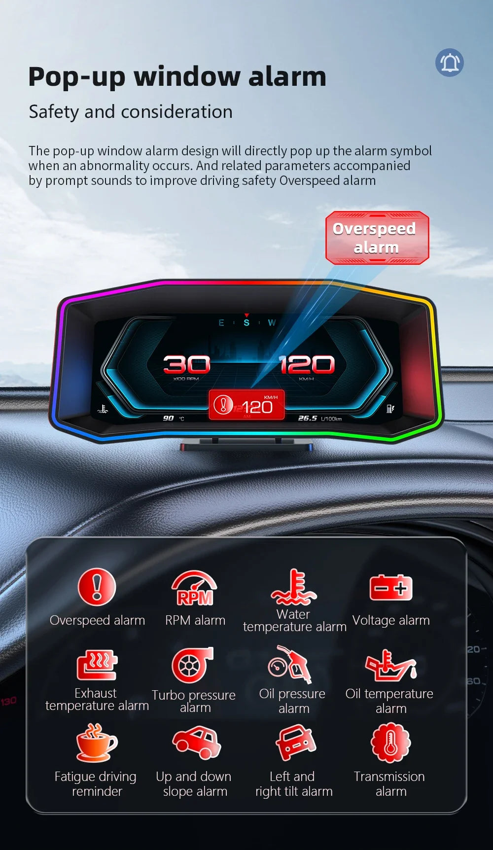Newest P4 Car OBD2 Head Up Display For HUD On Board Computer Digital Overspeed Alarm Universal Auto Electronic Accessories Smart