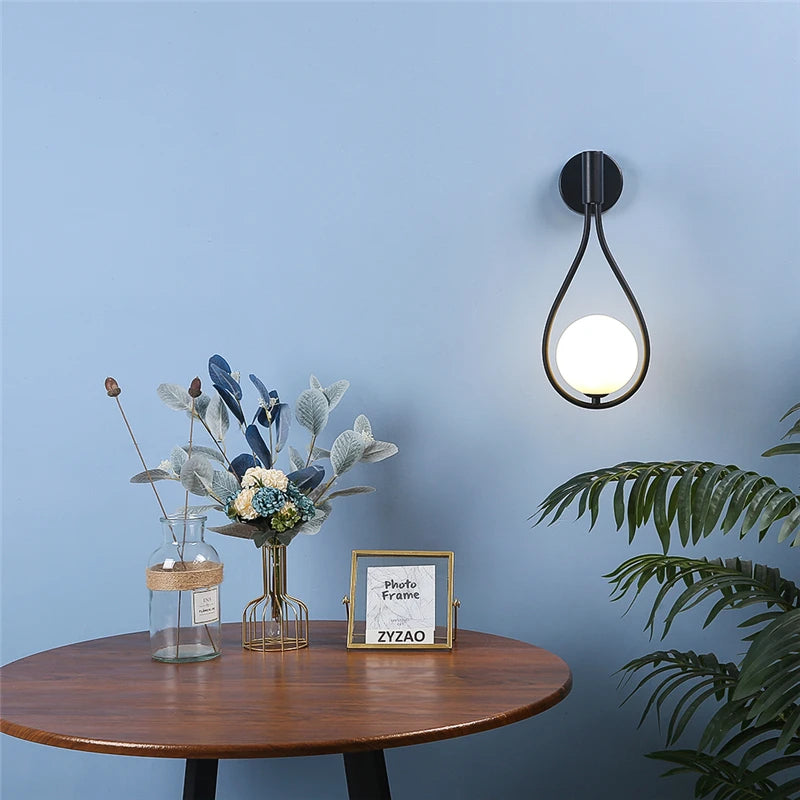 Modern Glass Ball Wall Light Luxury Gold Sconce Living Room Bedroom Bedside Aisle Staircase Nordic Wall Mount Indoor Decor Lamp