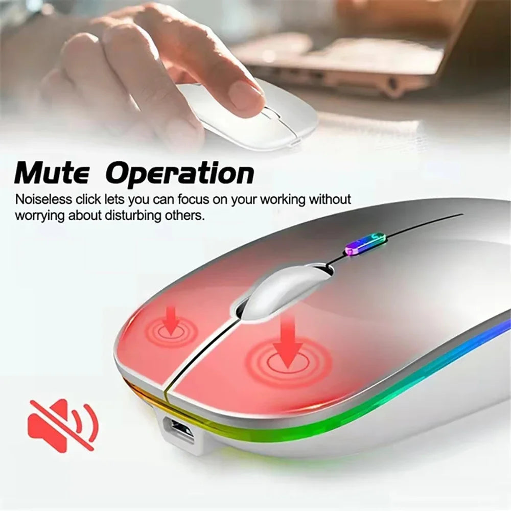 Wireless Mouse For Laptop PC Bluetooth RGB Rechargeable Mouses Wireless Computer Silent Mice LED Backlit Ergonomic Gaming Mouse